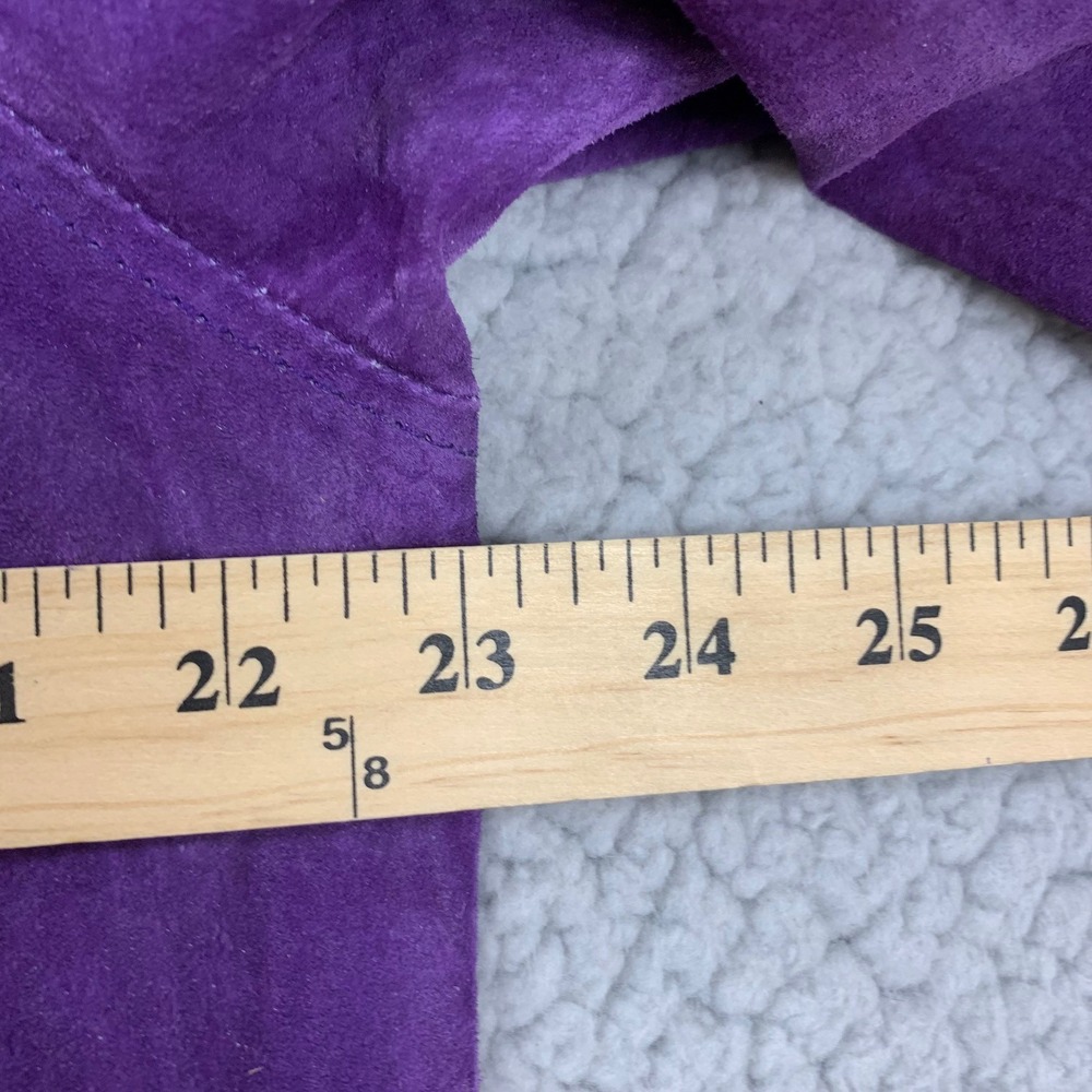 VTG Bagatelle Suede Shirt Womens Large Purple Genuine Leather Button Down Jacket - Picture 11 of 11
